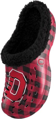 FOCO Men's NCAA College Team Logo Sherpa Lined Buffalo Check Shoes Slipper Clogs in Saudi Arabia