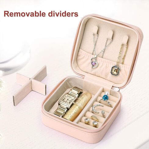 Naler Travel Jewelry Box, Portable Travel Mini Jewelry Box,Leather Jewellery Ring Organizer Case Storage Gift Box Girls Women (Pink) in Saudi Arabia