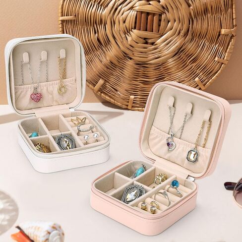 Naler Travel Jewelry Box, Portable Travel Mini Jewelry Box,Leather Jewellery Ring Organizer Case Storage Gift Box Girls Women (Pink) in Saudi Arabia