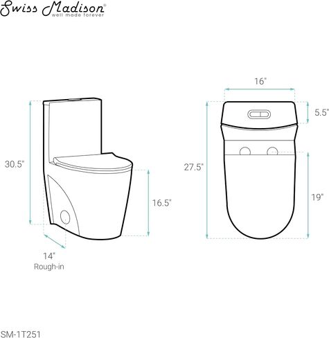 St. Tropez One-Piece Elongated Toilet, 14" Rough-In 1.1/1.6 gpf in Saudi Arabia