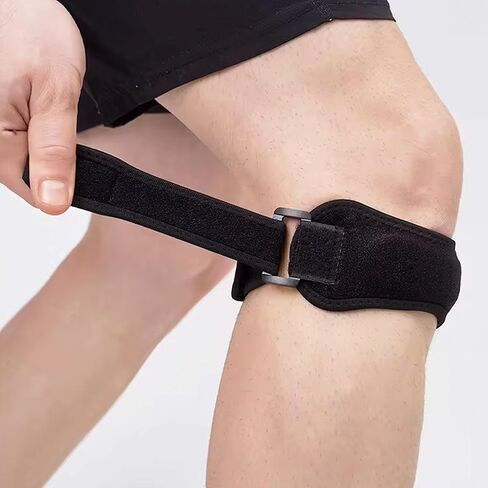 2 Pack Knee Braces for Pain Relief & Patella Support | Adjustable Tendon Stabilizer Strap for Jumpers Knee, Tendonitis, Running, Basketball, Hiking, Volleyball, Squats, & Tennis (Black) in Saudi Arabia