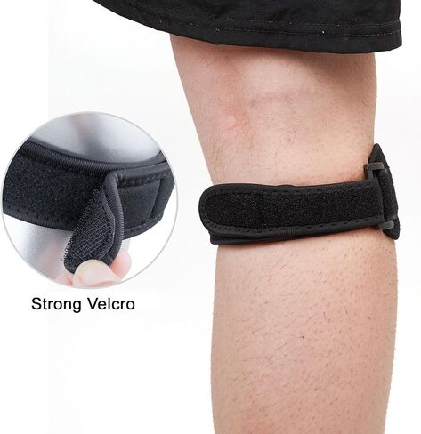 2 Pack Knee Braces for Pain Relief & Patella Support | Adjustable Tendon Stabilizer Strap for Jumpers Knee, Tendonitis, Running, Basketball, Hiking, Volleyball, Squats, & Tennis (Black) in Saudi Arabia