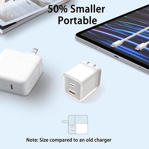 USB C Charger 70W, GaN 2 Port Compact Fast Wall Charger for MacBook Pro/Air, iPad Pro, Galaxy S23, Dell XPS 13, Note 20/10+, iPhone 15/Pro, Steam Deck, and More, Blue in Saudi Arabia