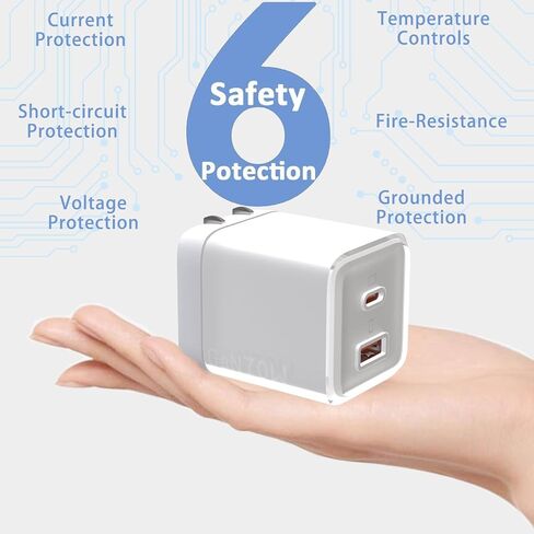 USB C Charger 70W, GaN 2 Port Compact Fast Wall Charger for MacBook Pro/Air, iPad Pro, Galaxy S23, Dell XPS 13, Note 20/10+, iPhone 15/Pro, Steam Deck, and More, Blue in Saudi Arabia