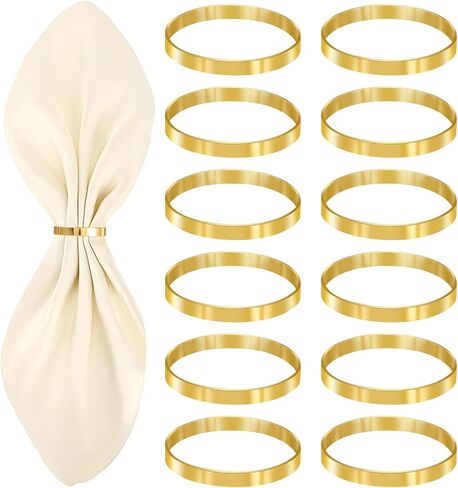 Gold Napkin Rings Set of 12 Round Modern Napkin Rings Stainless Steel Napkin Rings Metal Napkin Ring Buckles for Fall Thanksgiving Christmas Wedding Dinner Party Banquet in Saudi Arabia