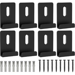 Metal Mirror Clips 1/4 Inch Wide Channel Mirror Holder Clips Mirror Clips for Wall Mounting Heavy Mirror Clips Hanger for Mirror Tile Picture Frame Mirror Hanging Hardware Kit 8 Pieces (Black)