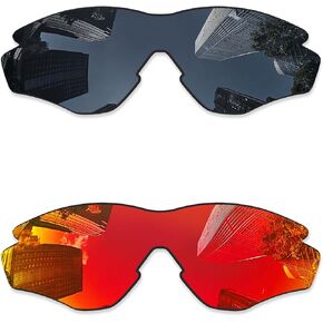Ploarized Replacement Lenses for Oakley M2 Frame OO9212/M2 Frame XL OO9343/M2 Frame Asian Fit Sunglasses - Black + Fire Red