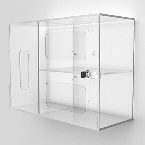 Add-On Sanitizing Station - CTA Add-On Acrylic Station with 3 Locking Sections for Gloves - Masks - Paper Towels - Made for CTA's Premium Locking Floor Stand Kiosks & Mobile Pole Stands (ADD-GLVBOX)