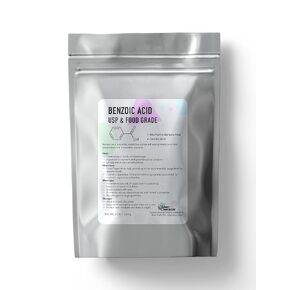 مسحوق حمض البنزويك بدرجة USP 8 أونصة / 226 جم - نقي بنسبة 99% للمواد الحافظة للتركيبة وتنظيم درجة الحموضة - تركيبات مستحضرات تجميل عالية الجودة وتركيبات للعناية الشخصية بنفسك من شركة Talsen Chemicals in Kuwait