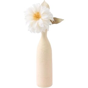 Tall Decorative Beige Flower Ceramic Vase, Modern Tall Floor Boho Vase, Minimalist Pampas Grass Vases for Living Room Decoration, Table, Bookshelf, Mantel, Entryway and Centerpieces, 10.5 Inch
