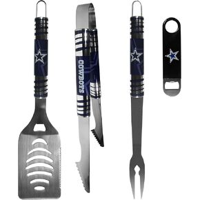 Siskiyou Sports NFL Dallas Cowboys Unisex 3 pc BBQ Set and Bottle Opener, Team Colors, One Size