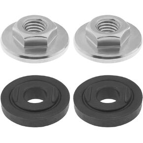 eMagTech 2 Sets Flange Nuts M10 Thread Hex Flanged Locknut Locking Stop Fastener Nut for 100 Type Angle Grinder Diamond Disc Grinding Disc Silver