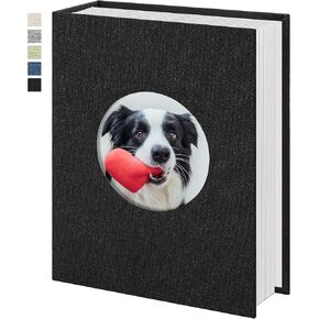 Vienrose Photo Album 4x6 Photos 100 Pockets Linen Cover Slip-in Photo Book with Round Window for Wedding Vacation, Beige