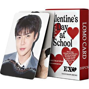 EXO Photocard 55 قطعة EXO عيد الحب في المدرسة ألبوم بطاقات الصور Kpop EXO Lomo بطاقات EXO Merch لمحبي هدية عيد ميلاد للبنين والبنات in Kuwait