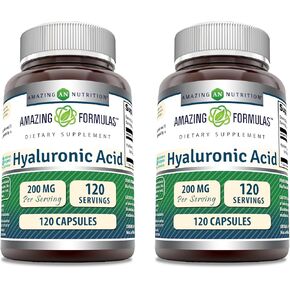 Amazing Formulas Hyaluronic Acid Supplement | 200 Mg Per Serving | 120 Capsules | Non-GMO | Gluten Free | Made in USA | Pack of 2