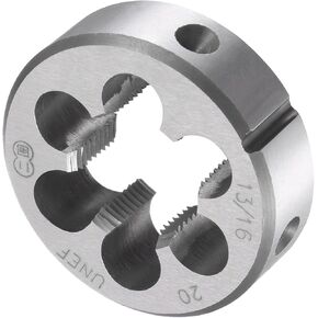 Round Thread Repair Die, 13/16"-20 UNEF Die 45mm OD, Alloy Tool Steel Cylindrical Pipe Threading Tool with 6 Chip Holes - (Applications: for Threading Repairing)