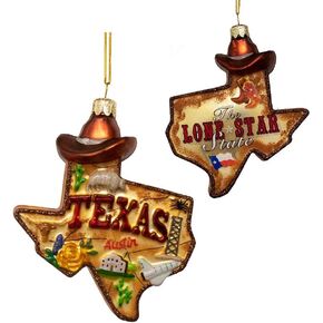 Kurt S. Adler 4.875-Inch Glass Texas Ornament, Multi,Christmas