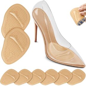 Women's Metatarsal Cushion, Women's Ball of Foot Cushion, Women's Heel Cushion, (3 Pairs Foot Pads) Heel Cushion, High Heel Heel Comfort Cushion, Non-Slip, Full Wrap Around Design，Beige