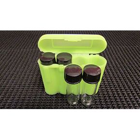 4 New 1 oz Gold Mining Glass Vials and Vial Case Holder Interlocking Nesting Green