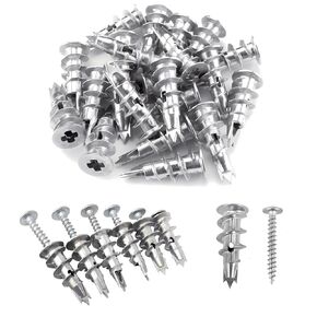 100PCS Zinc Self-Drilling Drywall Anchors, 50 Heavy Duty Hollow Metal Wall Anchors and 50#6 x 1-1/4'' Screws, Sheetrock Anchors and Screws Kit