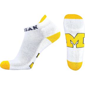 NCAA Michigan Wolverines Footie Socks, White/Maize/Blue