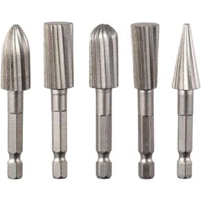 Deburring Cutters 5pcs High Speed Steel Silver Burr Industry Single Cut Rotary Bit Grinder Woodworking,Polishing,Grinding