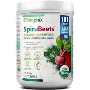 biophix Organic SpiruBeets 2.2 lbs Sprirulina - Beet Root - Protein-Rich Nutrient-Dense Superfood Powder - Rich in Nitric Oxide - Powerful Antioxidant - Supports Immune Health - Supports Heart Health