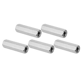 PATIKIL 1/4"-20 UNC 304 Stainless Steel Hex Coupling Nuts, 5Pcs 2" Length Fully Threaded Rod Coupling Nut Studding Connector Fasteners, Silver Tone
