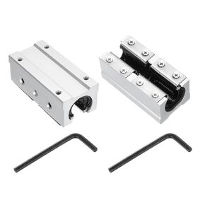 uxcell 2Pcs SBR16LUU Linear Bearing Block 16mm Open Slide Bearing Long Block for SBR16 Linear Motion Shaft Guides Slide Rails as 3D Printer CNC Router Part, Silver Tone