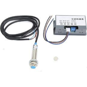 Fafeicy AC 110V-230V 4 Digital LED Tachometer RPM Speed Meter 40mA 10-9999 +Hall Proximity Switch Sensor NPN