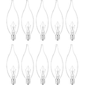 60W Candelabra Light Bulbs, E12 B10 Clear Candle Base Bulb with Warm White 2700K, 600 Lumen Dimmable, 120V Incandescent Chandelier Light Bulbs for Pendants, Ceiling Fan, Wall Sconces (12-Pack)