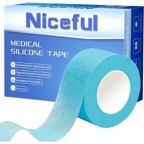 12 Rolls Silicone Sensitive Skin Tape 1"x 5.5 Yard, Repositionable Waterproof Medical Tape, Easy to Remove, Lash Tape Silicone Roll Tape for Wound Care