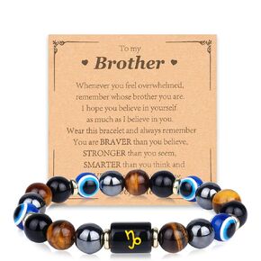 Zodiac Triple Protection Evil Eye Bracelet for Son Husband Boyfriend Brother Man Birthday Christmas Anniversary Jewelry Gifts