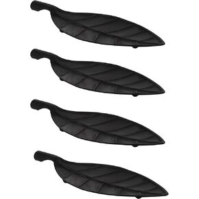DesignOvation Leif Decorative 18x8 Leaf Shaped Black Metal Trays, Set of 4