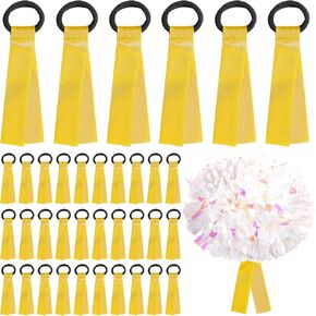 36pcs Pom Pom Name Tags, Cheerleading Blank Name Labels Signs Accessories Cheer Personalized Stuff for Backpack