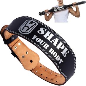 GLEAP Weight Lifting Belt 7mm Heavy Duty Leather Lifting Belt with Adjustable Buckle, 4’’ Padded Lumbar Back Support for Strength Training, 10 Adjustable Holes Gym belts, Lifting Support for Men Women