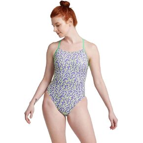 Speedo Womens Modern Printed T-Back 1Pc., Coral Flow - Miami Lilac, 28 US