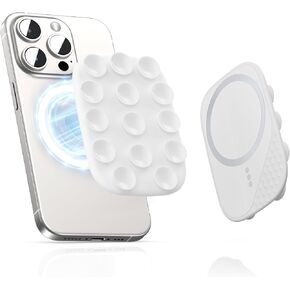 Magnetic Suction Phone Holder for MagSafe, Anti-Slip Hands-Free Phone Holder, Compatible with iPhone MagSafe Phone Case, Perfect for TikTok Videos and Selfies Shower(White)
