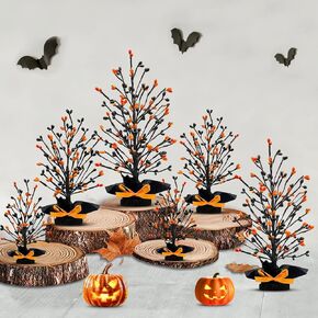 [ 3 Pairs Different Sizes ] TURNMEON Halloween Tree, 6 Pack Halloween Tabletop Mini Trees Artificial Spooky Tree for Halloween Decorations Indoor Home Party Table Decor