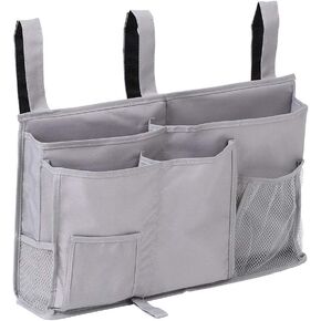 Bunk Bed Organizer, Bedside Storage Caddy Bed Storage Pocket Bedside Organizer Hanging Bunk Organizer for Camp Dorm Room Hospital Bed Rail and More (Grey)