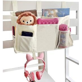 Bunk Bed Organizer, Bedside Storage Caddy Bed Storage Pocket Bedside Organizer Hanging Bunk Organizer for Camp Dorm Room Hospital Bed Rail and More (Grey)