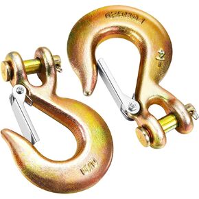 2 حزمة 5/16 بوصة سلسلة هوك، سلاسل السحب مع السنانير Clevis زلة هوك مع مزلاج سلامة هوك G70 سحب سلسلة Clevis الاستيلاء على هوك لمقطورة شاحنة النقل سحب سلسلة هوك سحب سلسلة السنانير الحمل الثقيل