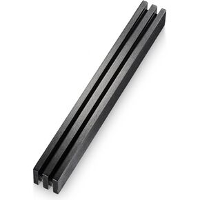 Mezuzah Case Vertical Laser Cut Channels Brushed Aluminum - Black, 6.3"