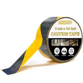 2 Inch x 110FT Black & Yellow Safety Tape, Caution Warning Tape for Floor Marking, Strong Adhesive Wear Resistance Warterproof Hazard Tape Roll Ideal for Walls, Floors, Pipes and Equipment