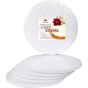 16 inch White Round Sturdy Cake Board Drums for Displaying Cakes, 1/2 inch Thick, 6 count