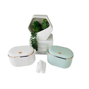 Luxury Trash Cans with Lid, Trash Bags, Decorative, Colorful, Elegant, Storage Box, Easy Press Open, Trendy, for Kitchen,Bathroom, Side Table and College dorms, Available in (White)