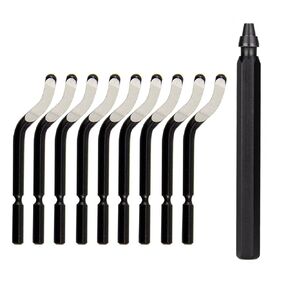 Deburring Tool with 10 High-Speed Steel Blades, 360 Degree Rotating Head Deburring Tool, Suitable for 3D Printing, Metal, Plastic, Resin, Aluminum, Copper, Wood