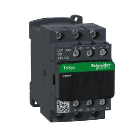 LC1-D09BD 24VDC | LC1D09BD | شنايدر كونتاكتور 4 كيلو وات 9 أمبير AC-3 3P + 1N/O & 1N/C AUX 24VDC ملف