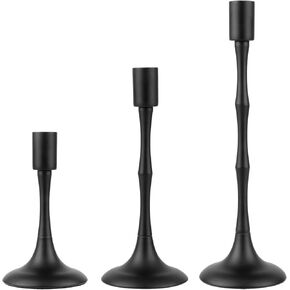 Black Candlestick Holders, Set of 3 Metal Candle Holder Fits 3/4 Inch Candle - Vintage Taper Candlestick Holders, Perfect for Table Fireplace Mantel Wedding Birthday Dinner Home & Bar Décor