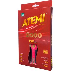 Atemi Pro Line 2000 Lightweight Table Tennis Bat | Superior Control & Power | New 2020 ITTF Approved Rubber Recipe | Natural Materials | Ideal for All Levels | Updated Handles, Colours & Packaging